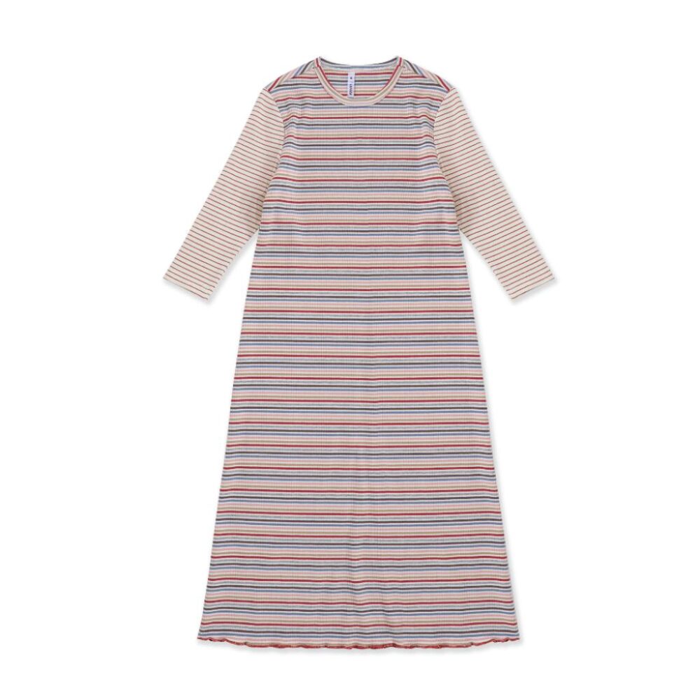Long sleeve striped nightgown 041