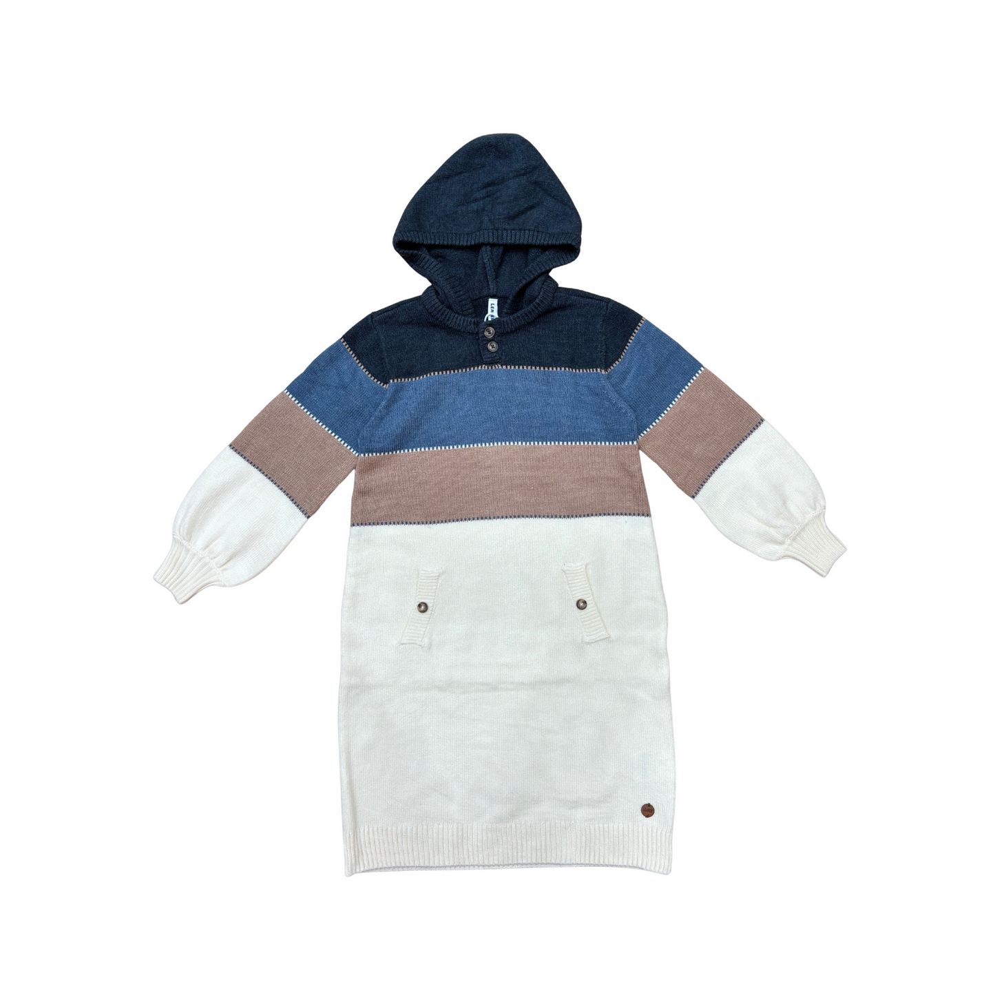 Striped hoodie knit dress