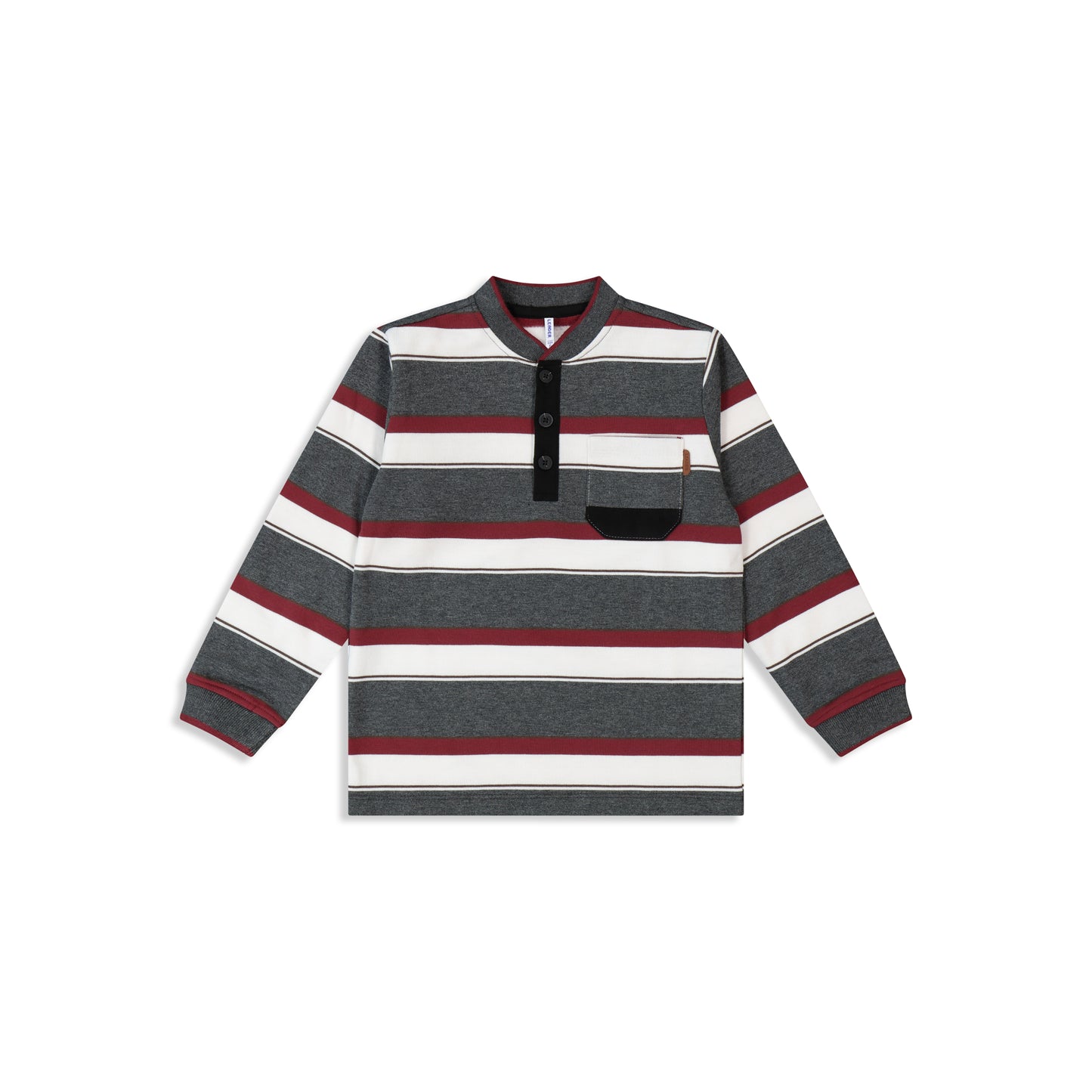 Suede combination striped shirt 6 / Charcoal
