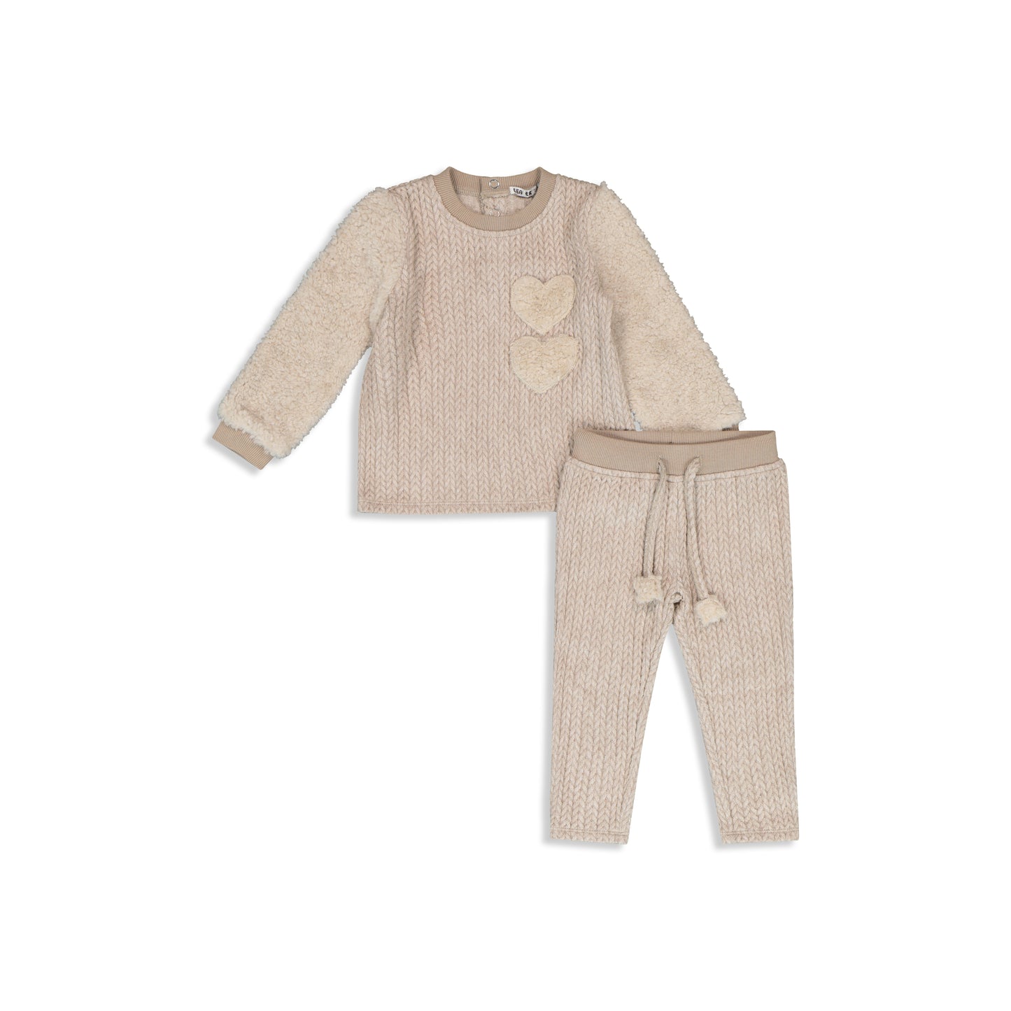 Fur combination braiding knit set Beige / 121