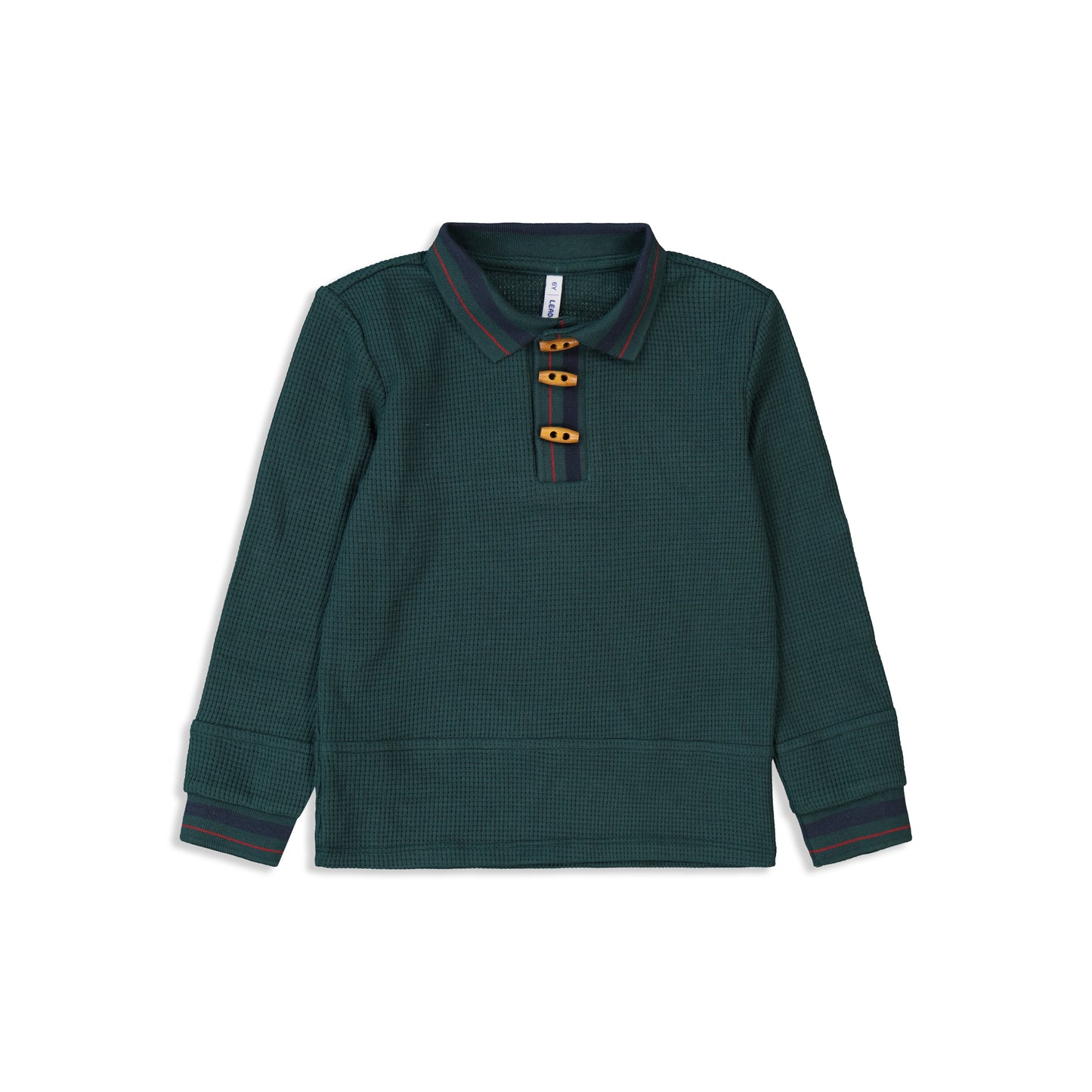 Waffle polo shirt green / 6