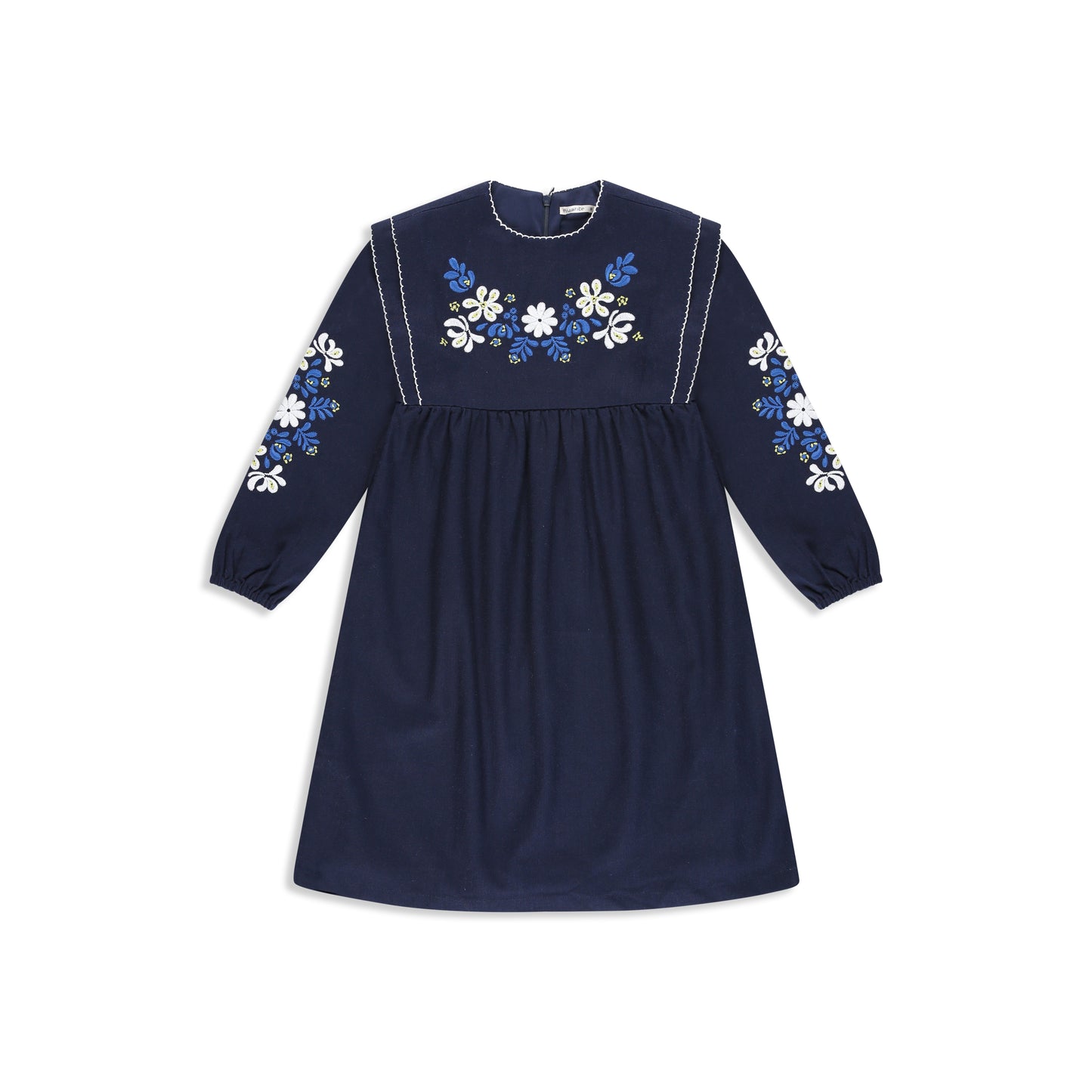 Navy embroidery fabric dress 8 / Navy