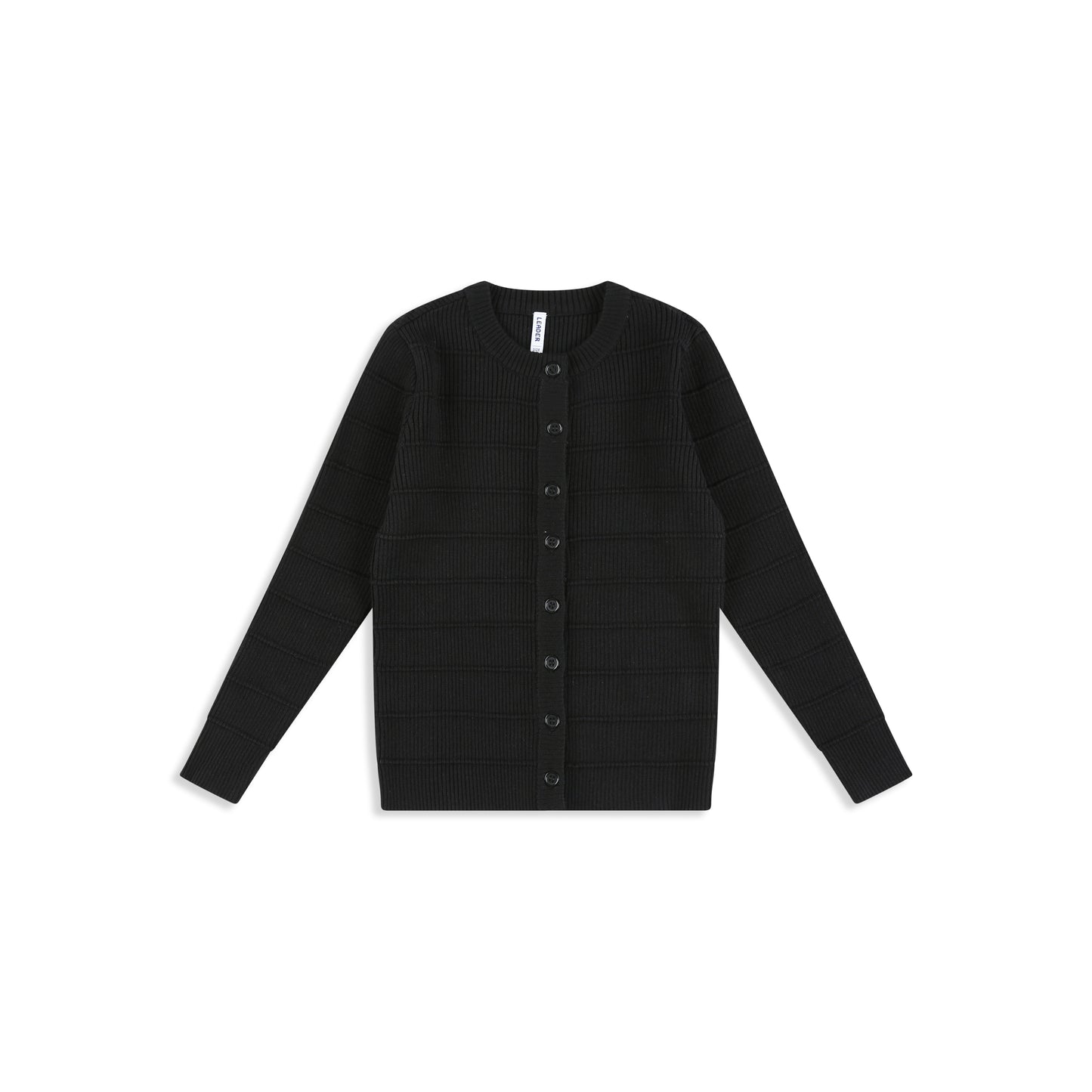 Black Striped Rib Cardigan 8 / black