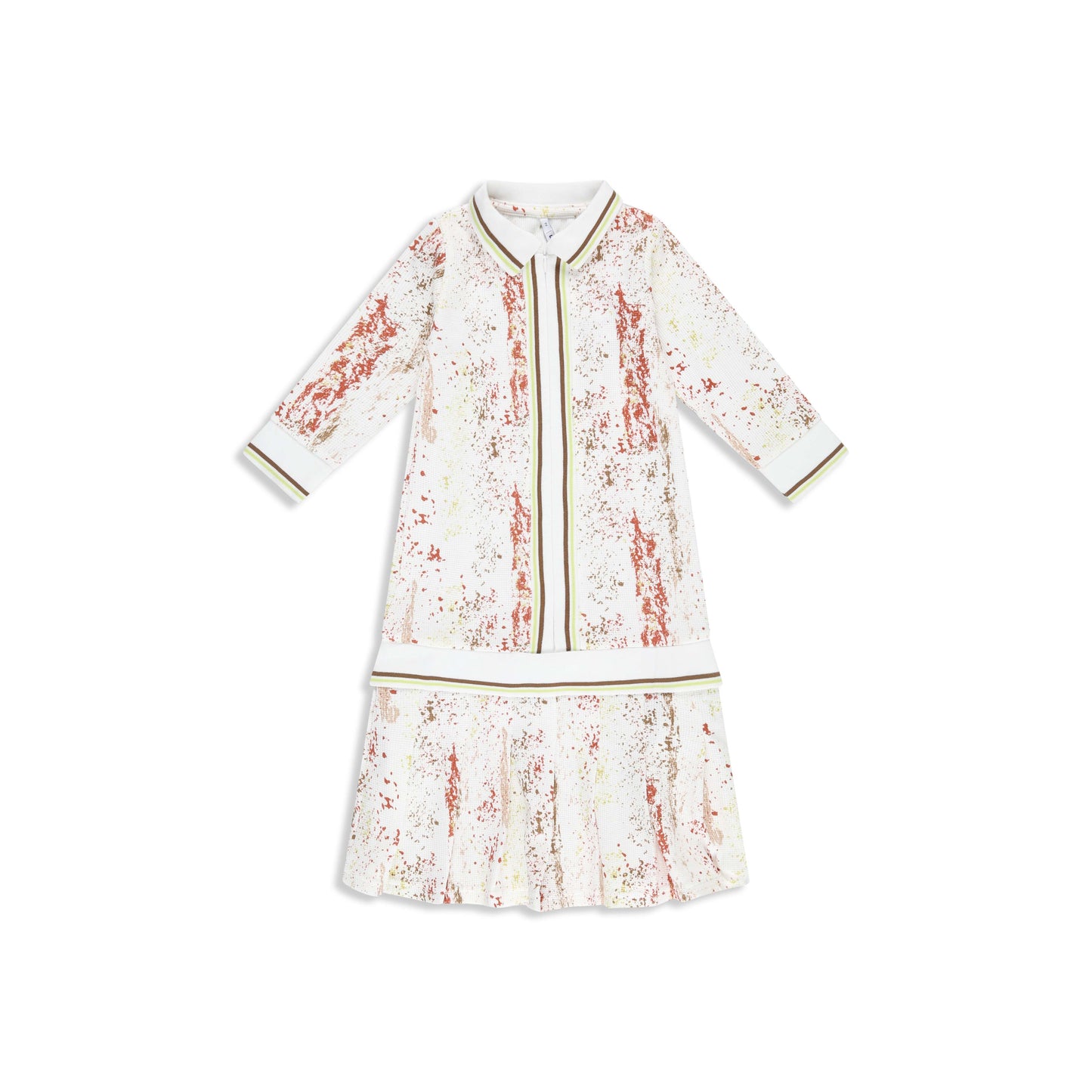 Printed Waffle Dress 295 BROWN / 7