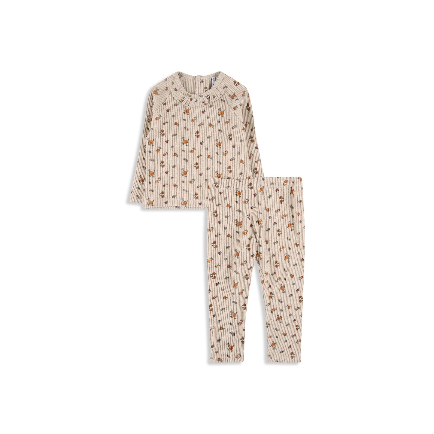 Brushed Rib Baby Set – Floral Top & Leggings 039 Beige / 182