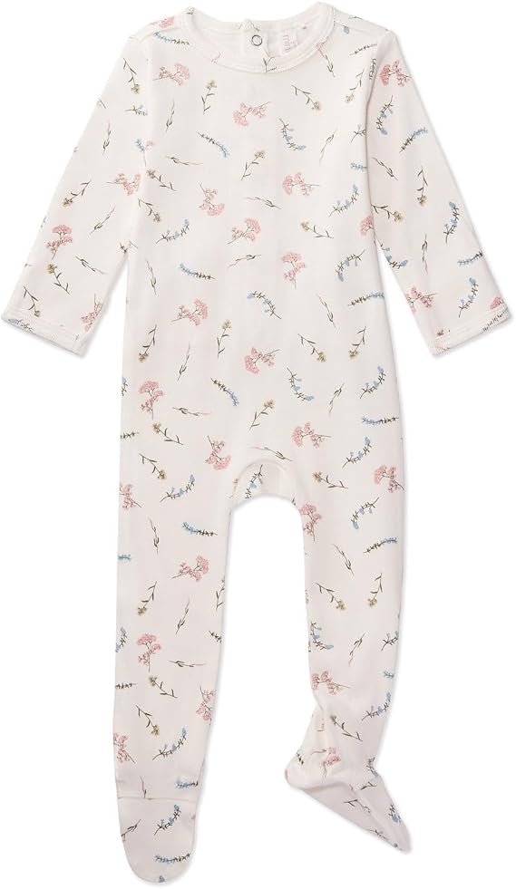 Ribbed Floral Footie with Hand Covers