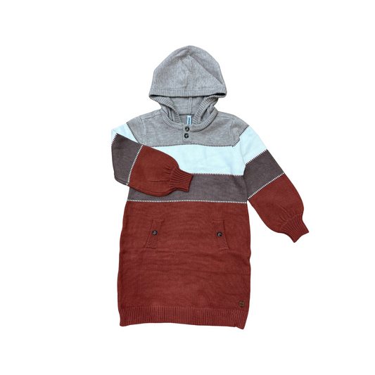 Striped hoodie knit dress