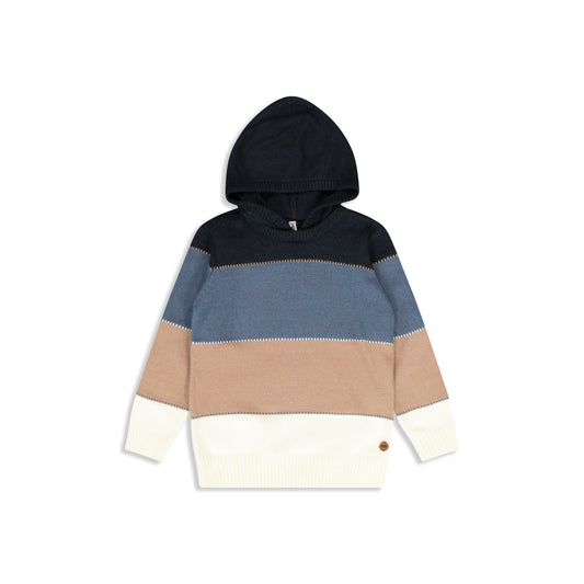 Wide striped hoodie knit blue / 6