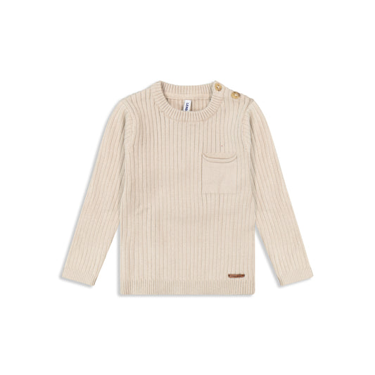 ribbed knit with pocket 2Y / stone