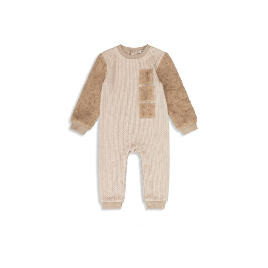 Knit overalls braids with fur Light brown / 121