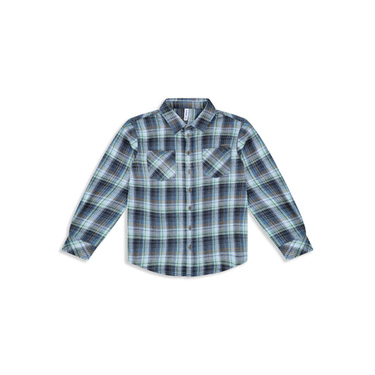 Blue Plaid Flannel Shirt blue / 12