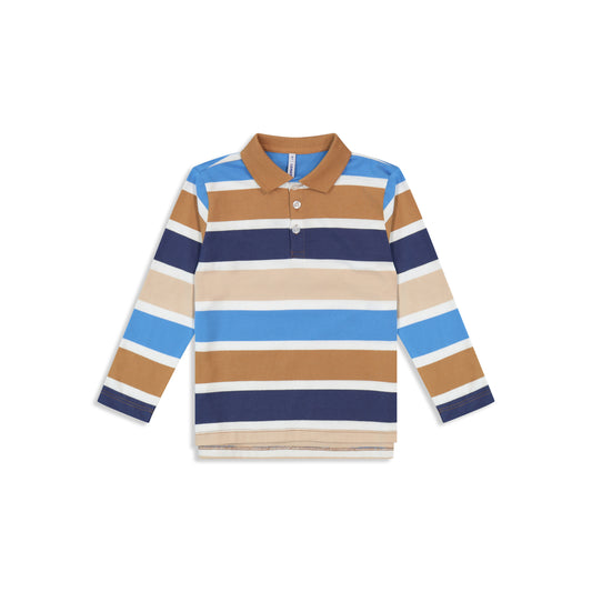 Striped polo shirt camel / 8