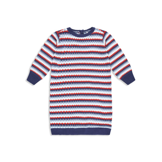 Textured Striped Knit Dress blue / 7