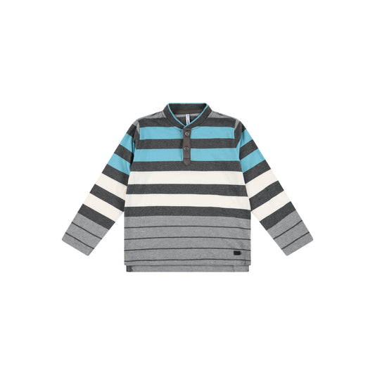 Striped shirt with jeans turquoise / 10