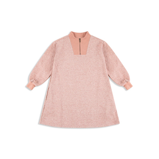 ribbed combination zipper dress 6 / peach
