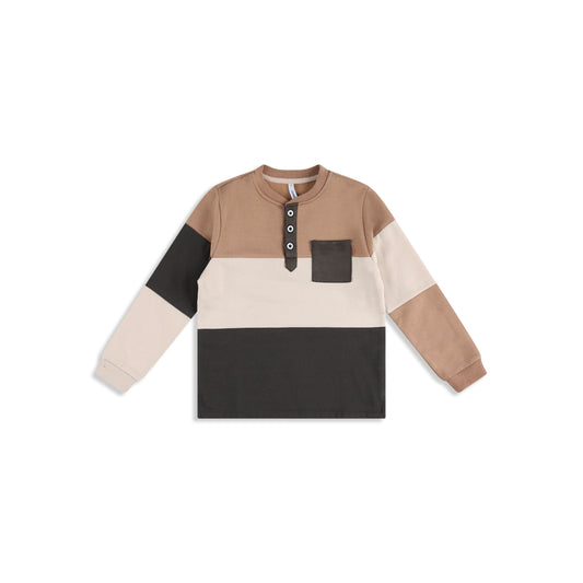 Sweatshirt Color Blocks & Pocket 8 / Beige