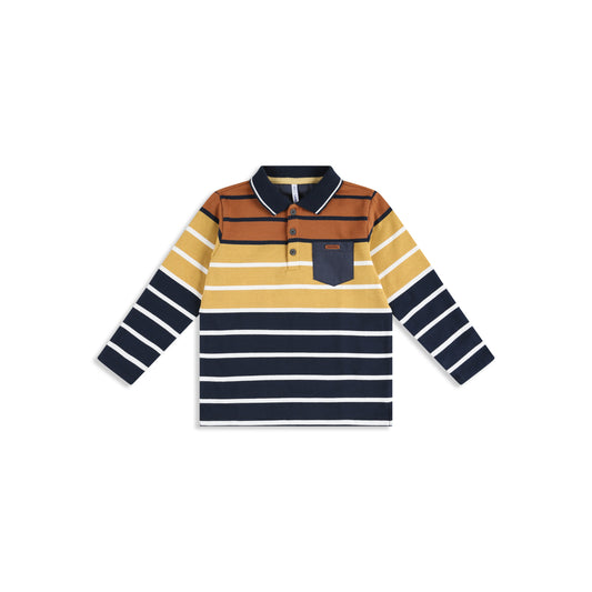 Striped polo sweatshirt with pocket 8 / Navy