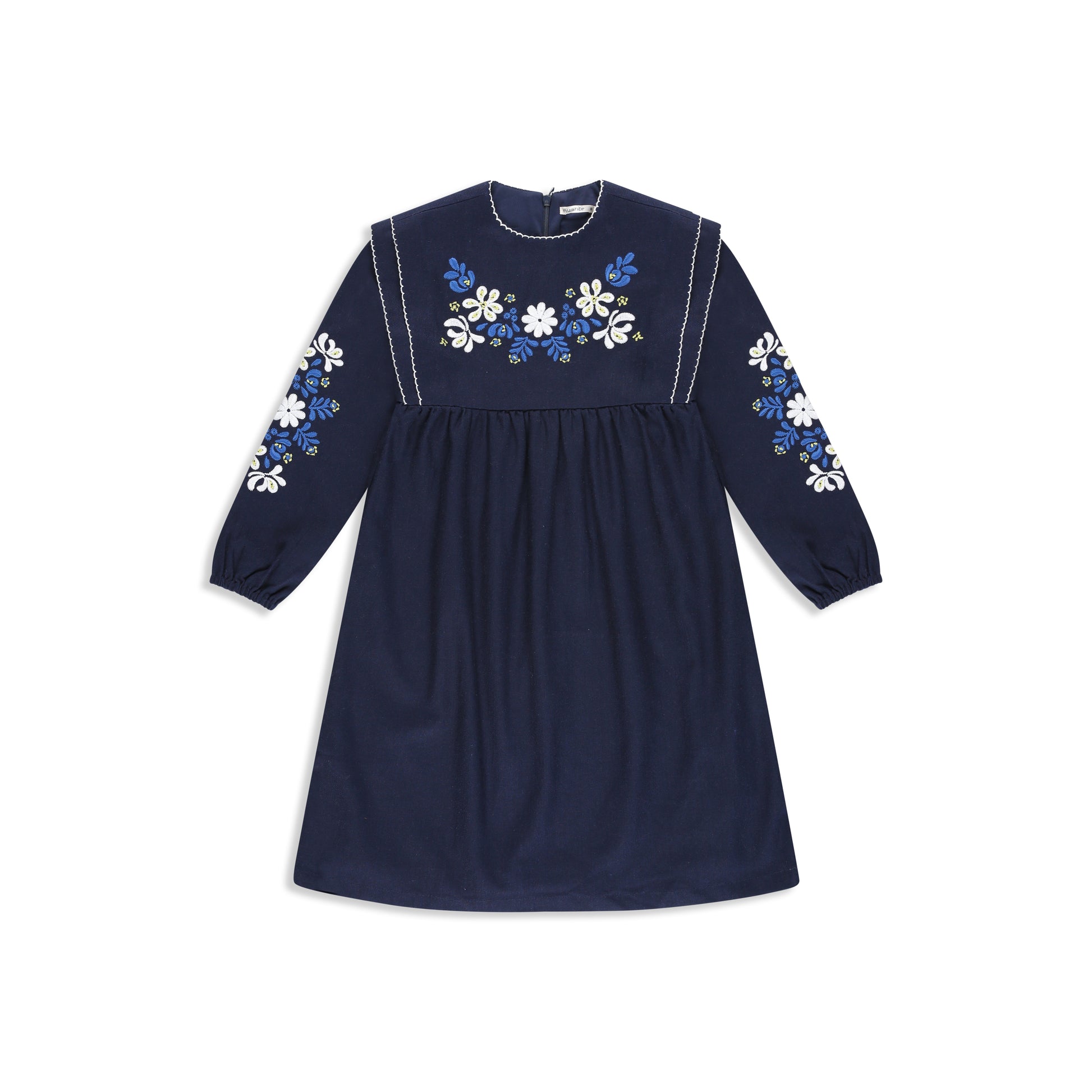 Navy embroidery fabric dress 8 / Navy
