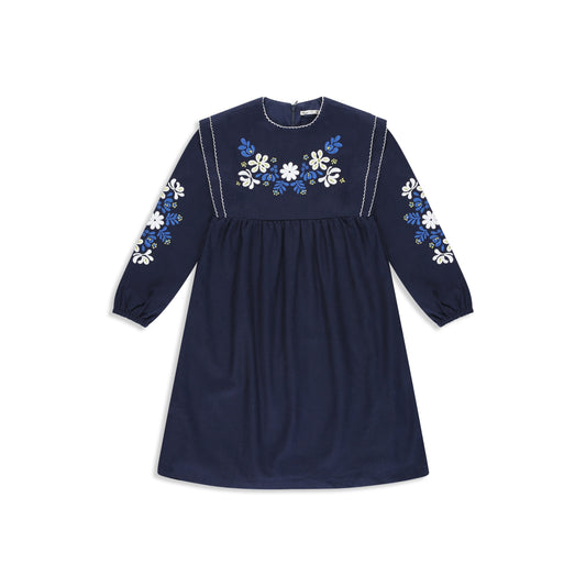 Navy embroidery fabric dress 8 / Navy
