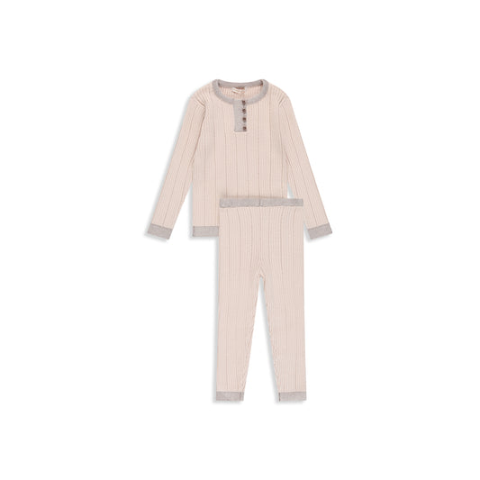Ribbed Pointel Beige Knit Set Beige / 2Y