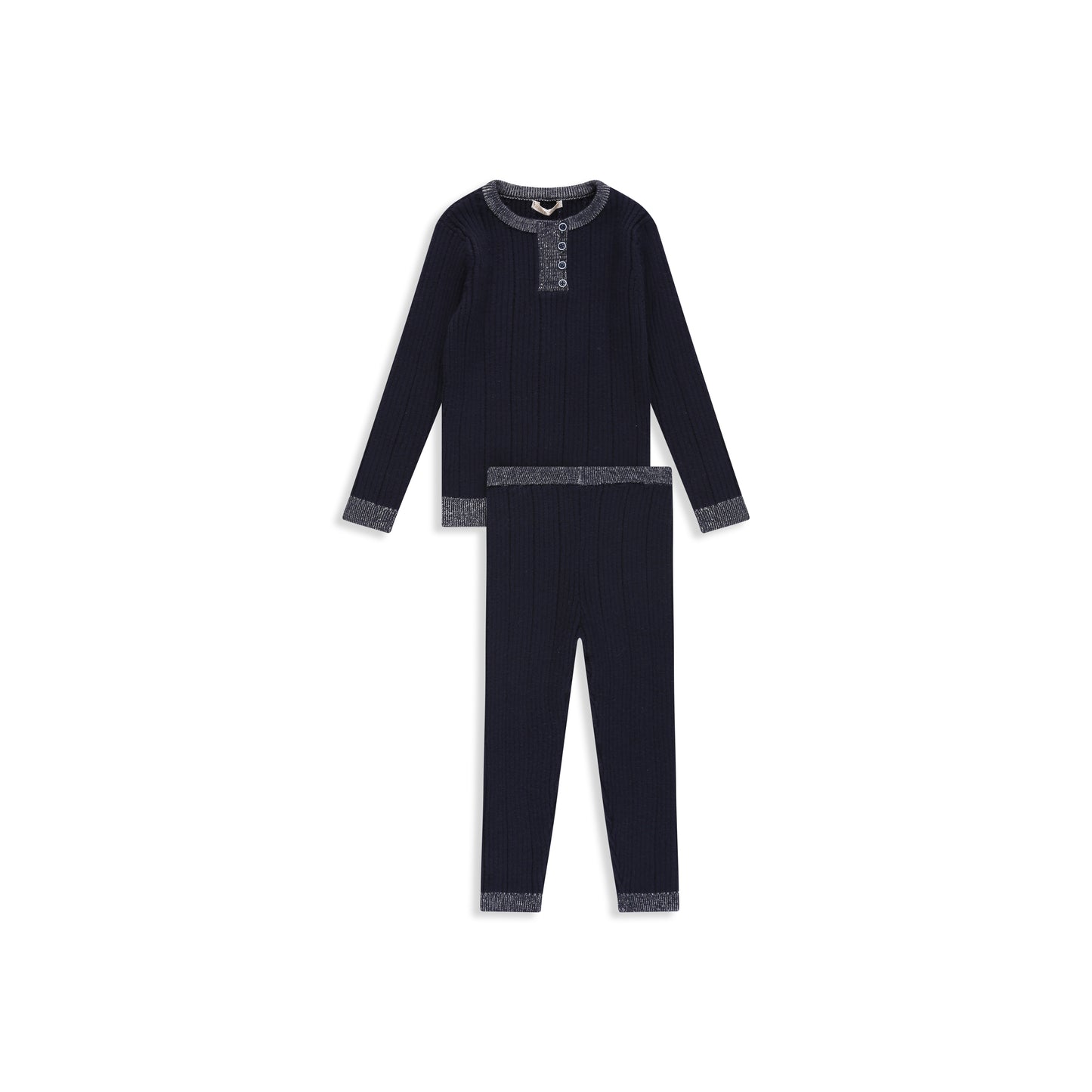Blue Ribbed Point Knit Set blue / 2Y