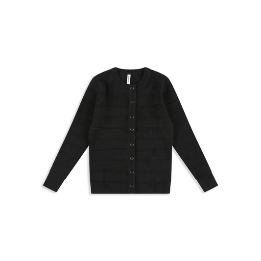 Black Striped Rib Cardigan 8 / black