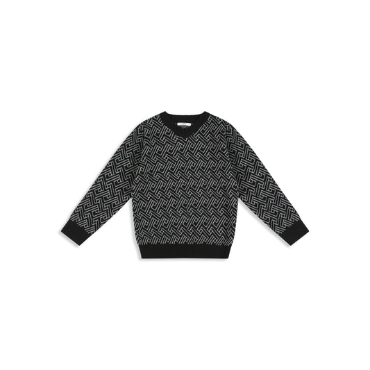Black Jacquard Knitted Sweater black / 8