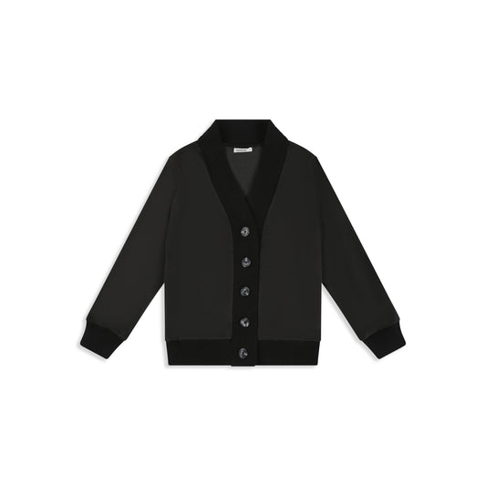 Black knitting combination cardigan black / 8