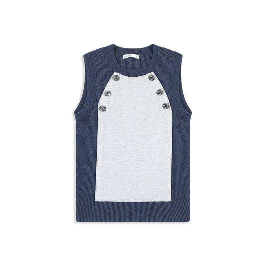 Blue Ponte front vest blue / 6