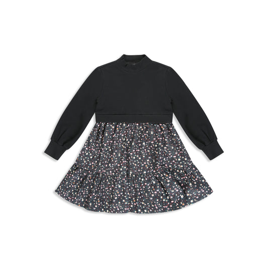 French Terry Combination Combination Dress 6 / black