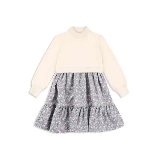 French Terry Combination Combination Dress 6 / blue