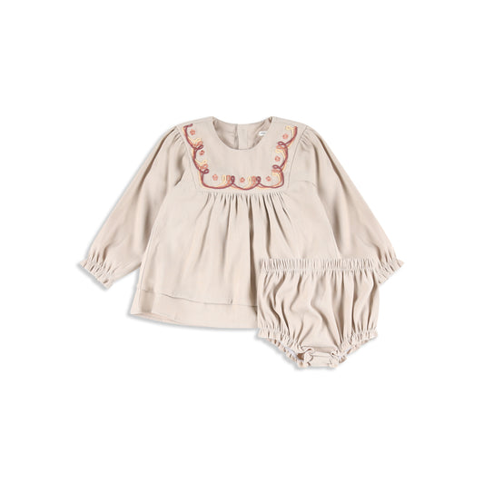 Peach Rose Embroidery Dress peach / 2Y