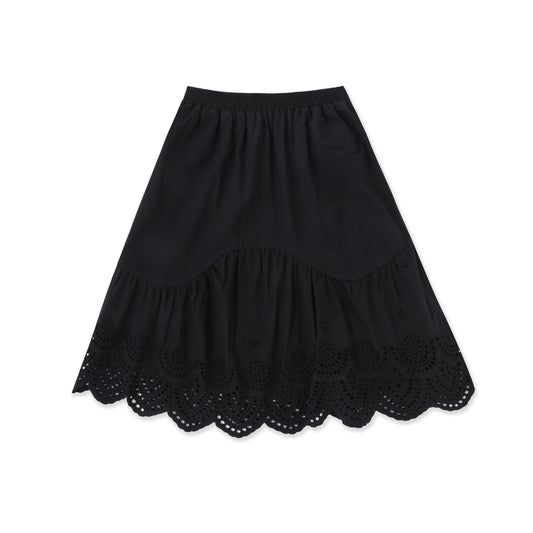 Embroidered Tiered Skirt BLACK / 7