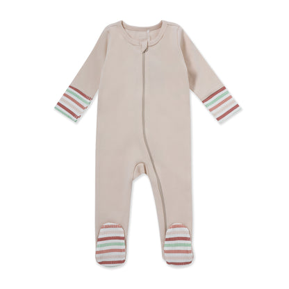 Striped & Ribbed Overalls SAND / 6M-9M