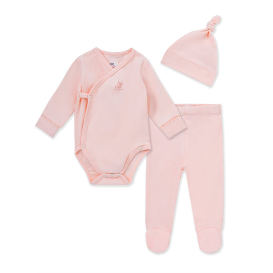 Bodysuit Wrap Pants & Hat PEACH / 0M-3M