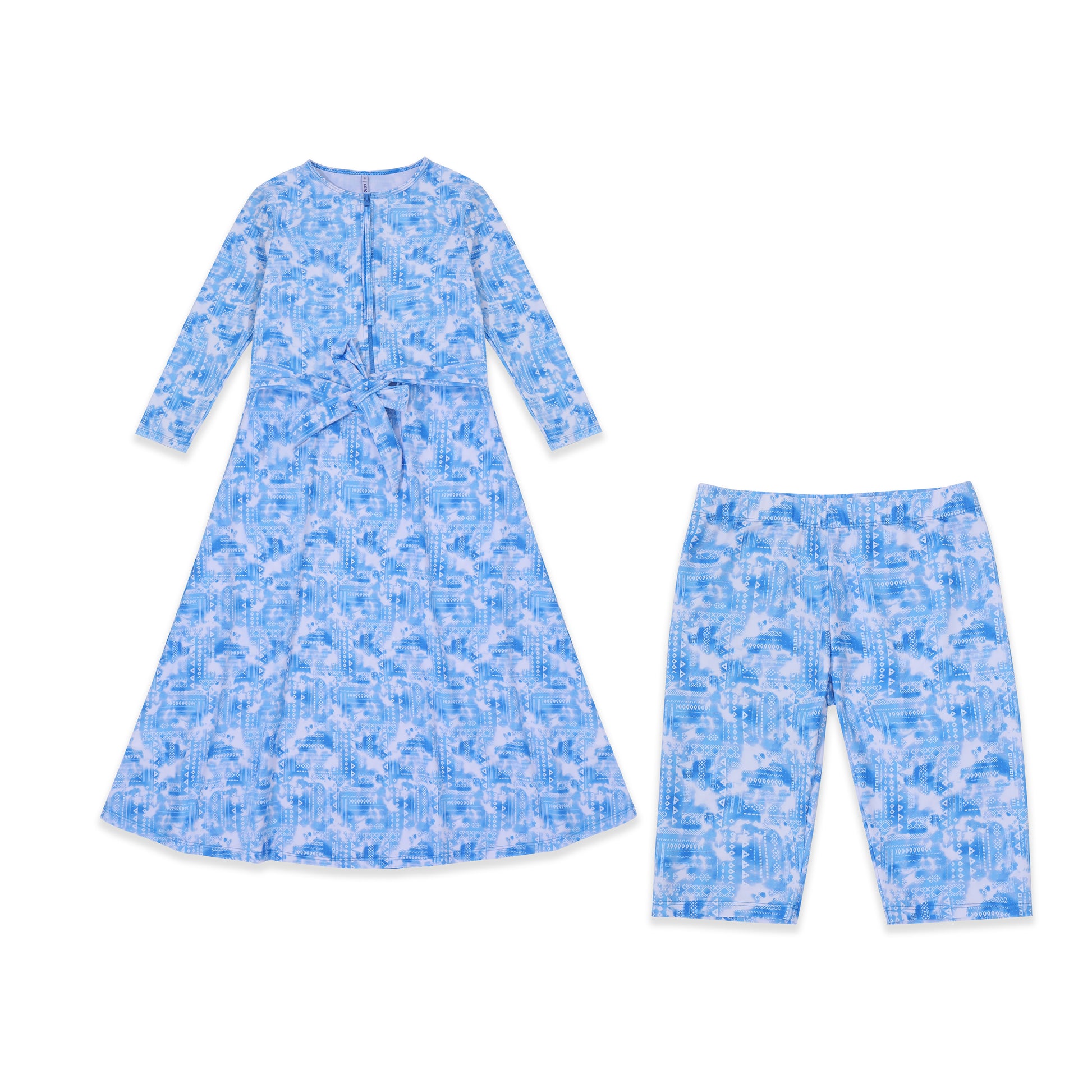 Swimsuit Set with Pattern 080 LT BLUE / 16