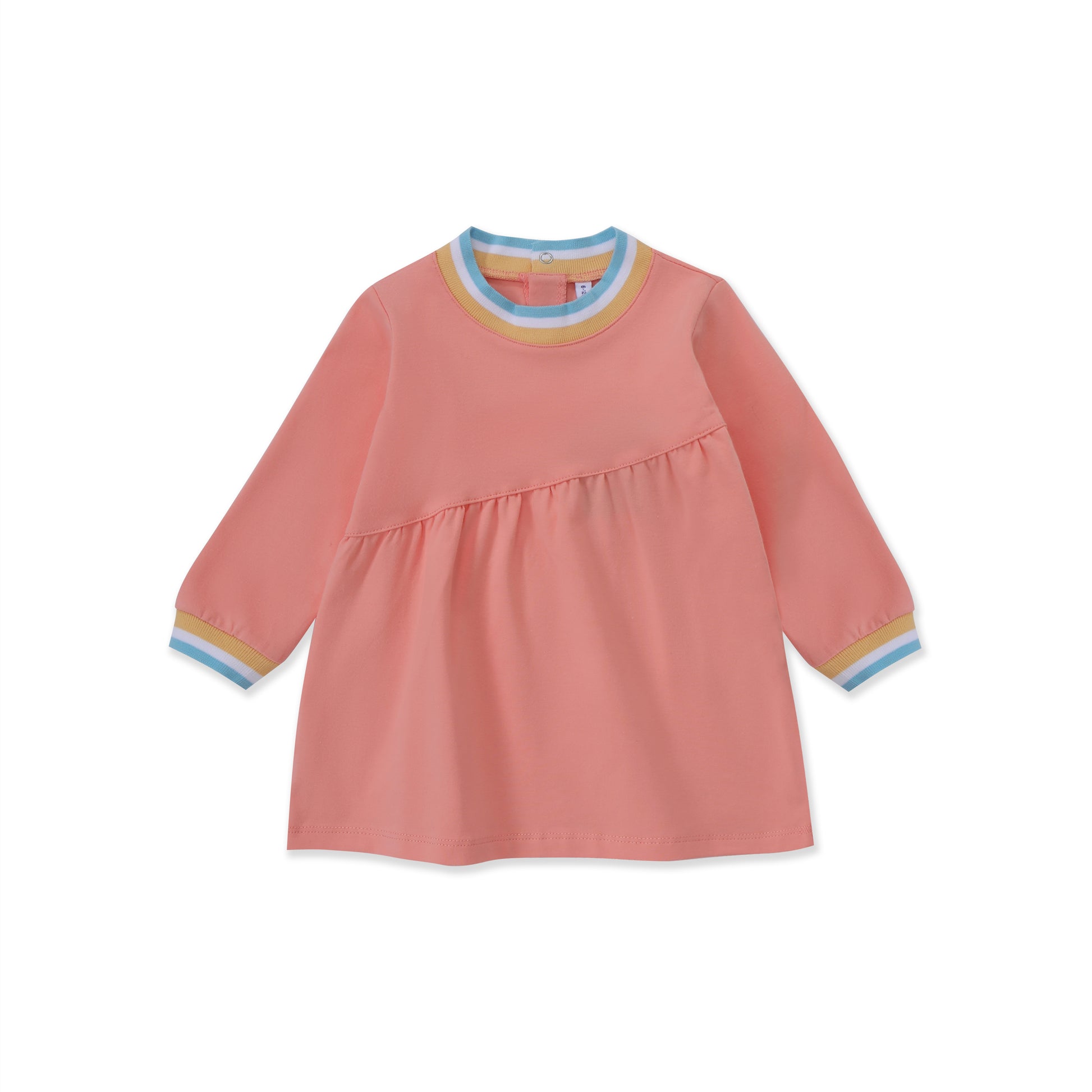 Striped & Ribbed ruffle dress CORAL / 6M-12M