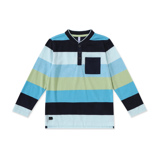 Striped shirt with denim combo 317 BLUE / 4