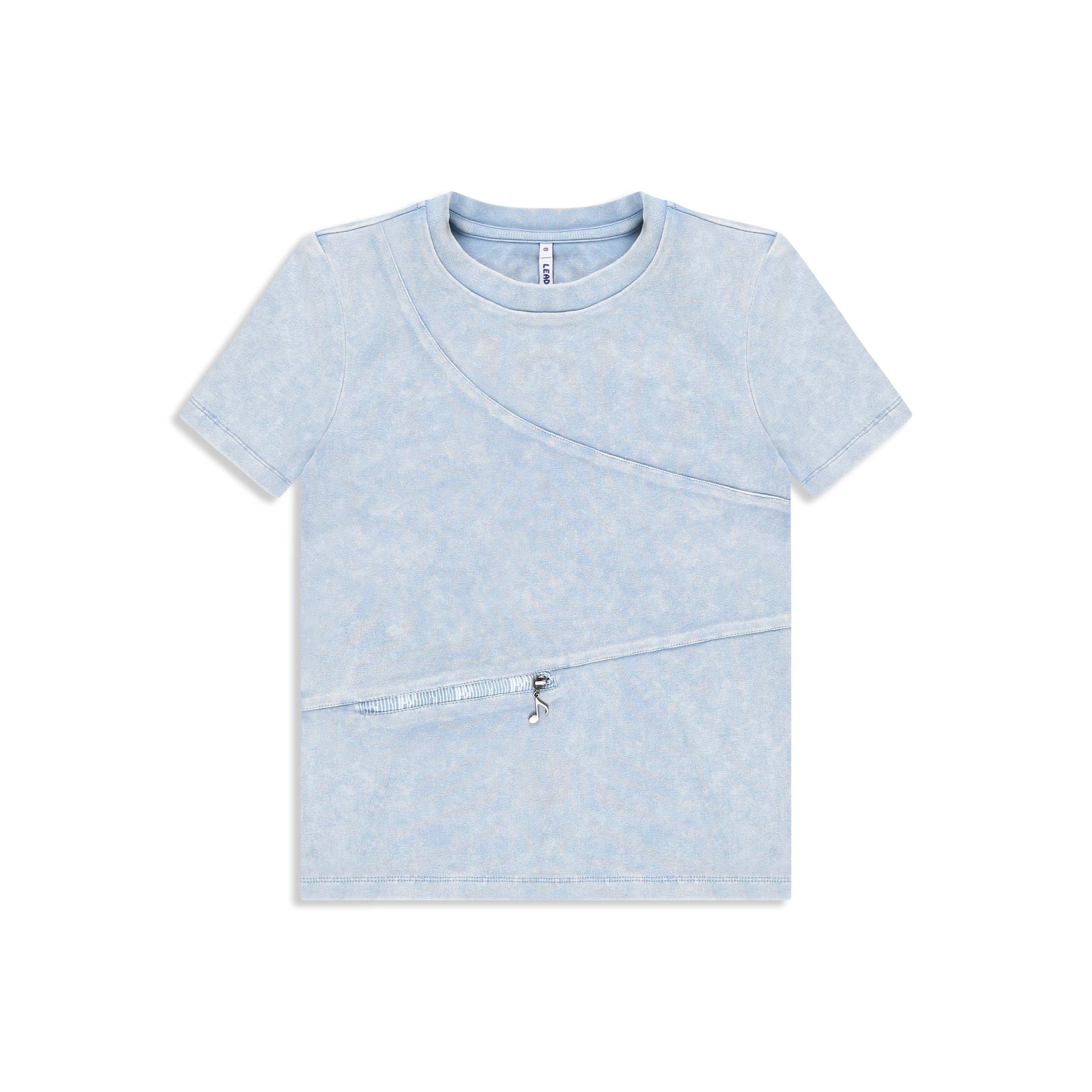Printed cut-out shirt W/ zipper 322 BLUE / 8