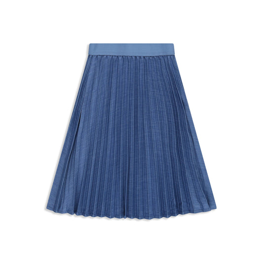 Elastic  Pleated Denim Skirt 393 BLUE / 8