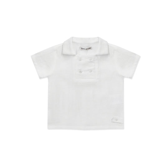 Double Button Text Shirt 019 WHITE / 6M-12M