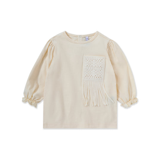 Crochet shirt with three quarter sleeves 253 SAND / 4