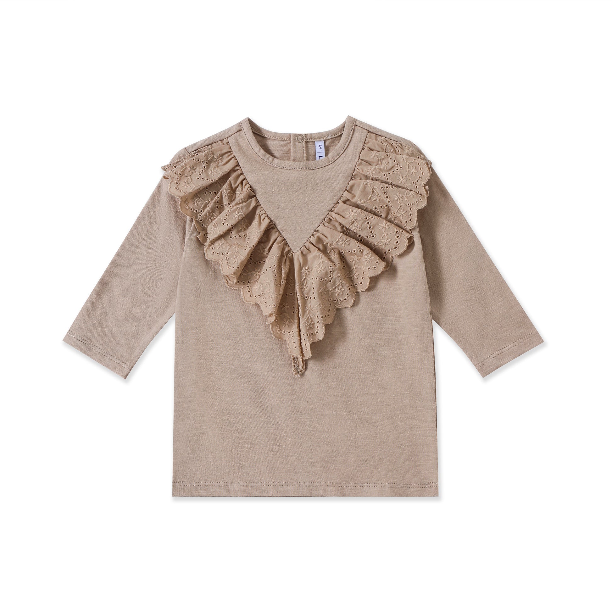 Three quarter sleeves ruffle lace shirt 255 BEIGE / 4