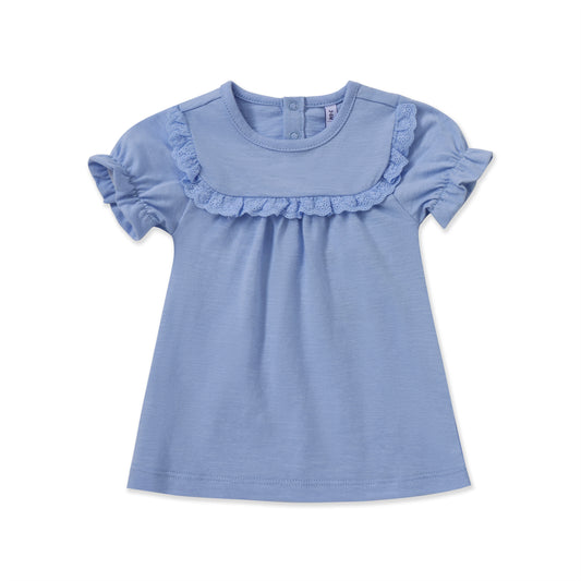 Shirt with lace ribbon 259 BLUE / 3M-6M