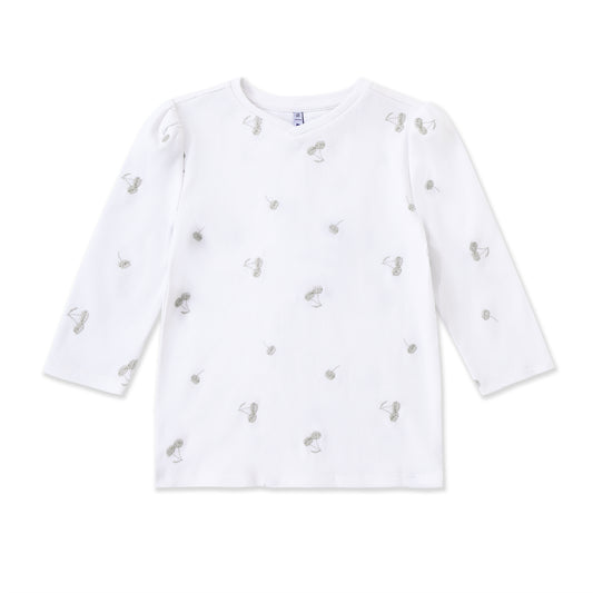 Three quarter sleeve shirt with embroidery 276 OFF WHITE / 16