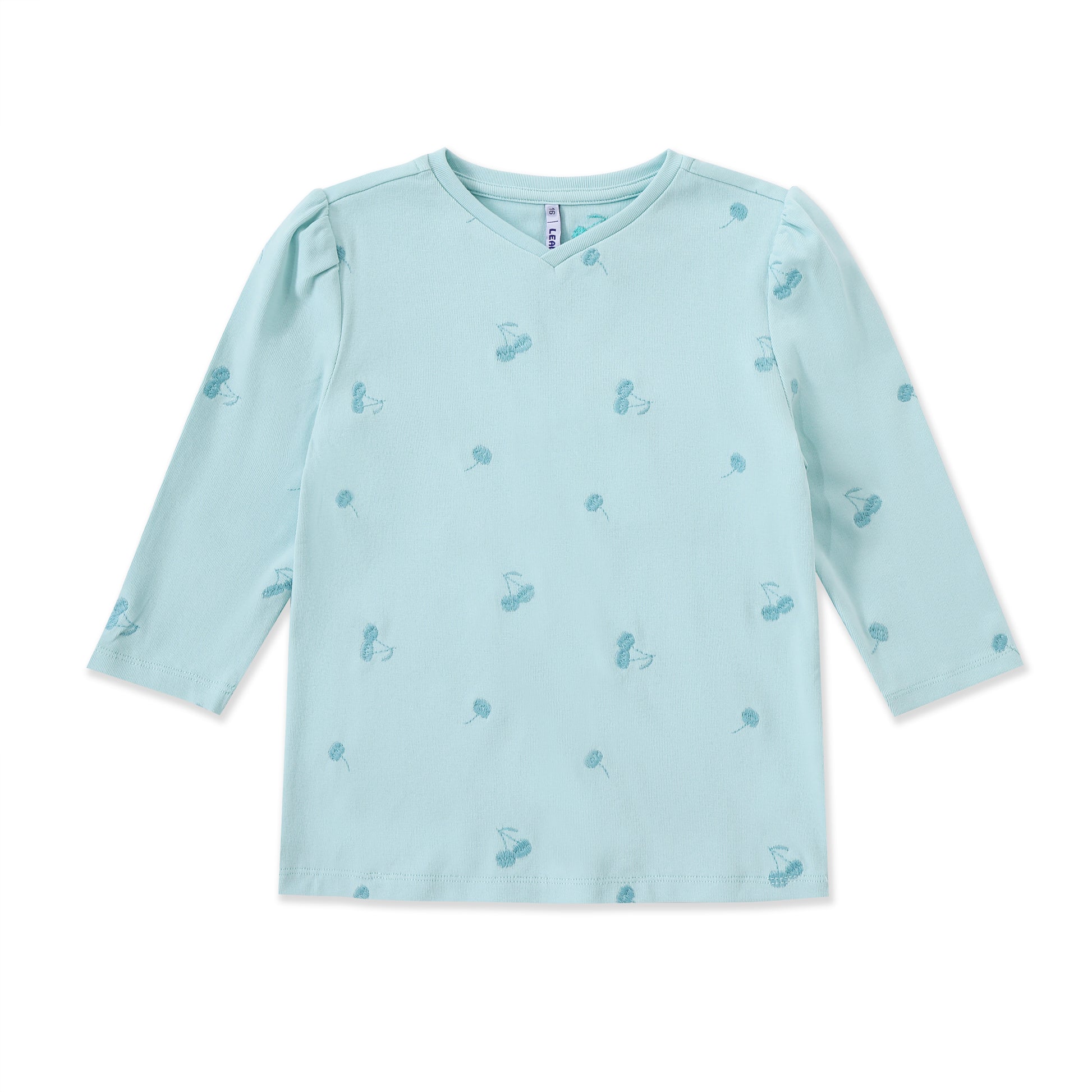 Three quarter sleeve shirt with embroidery 276 TORQUOISE / 16