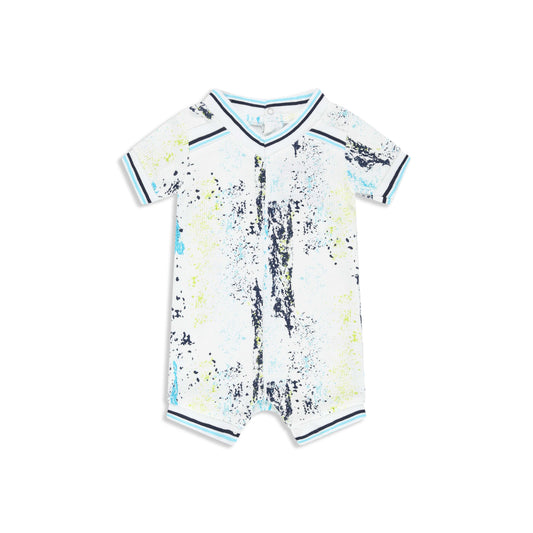 Printed waffle overalls 292 BLUE / 6M-12M