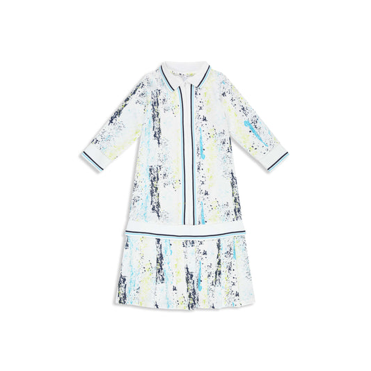 Printed Waffle Dress 295 BLUE / 8