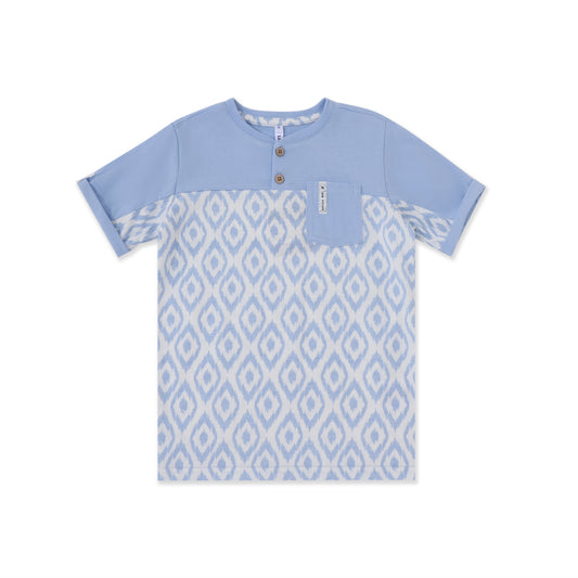 Indian Pattern Button-Down Shirt 311 BLUE / 6