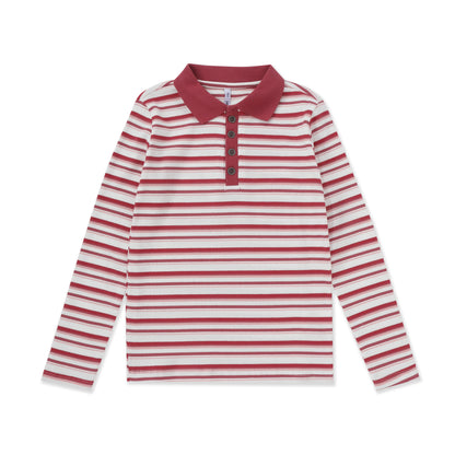 Girls Ribbed  Polo Shirt 093 PINK / 10